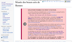 screenshot of Musée des beaux-arts de Rennes during copyright violation procedure