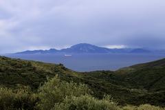 View of Strait of Gibraltar from the coast of Algeciras