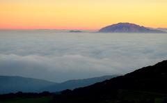 Special Area of Conservation in Spain at sunset with fog