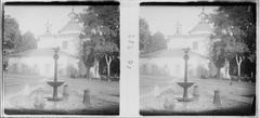 View of a chapel and fountain in Madrid