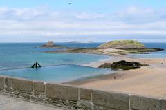 Petit Bé and Grand Bé islands in Saint Malo, Brittany, France