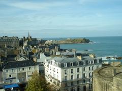 Saint-Malo intramuros view from the castle with Grand Bé in the background