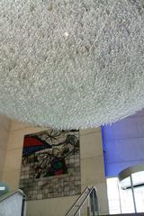 Mural cerámico by Joan Miró and Josep Llorens Artigas, and Un Pedazo de Cielo Cristalizado by Javier Pérez in ARTIUM Museum lobby, Vitoria-Gasteiz