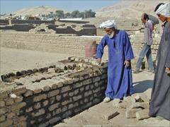 Ramesseum kitchens and bakeries with protected and restored structures