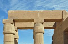 Luxor Ramesseum in Egypt with ancient ruins and stone carvings