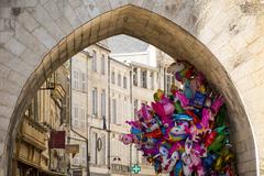 Grosse Horloge in La Rochelle with colorful balloons