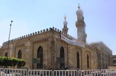 Al Azhar Mosque and University front in Islamic district, Cairo