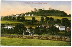 vintage view of Stolpen from the train station in 1913