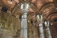 Cistern of Theodosius interior with illuminated columns and arches