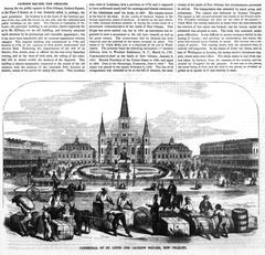 Classical illustration of Jackson Square in New Orleans from Ballou's Pictorial 1858