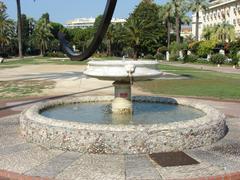 Jardin Albert 1er in Nice with sculpture by Bernar Venet