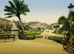 Public garden and Casino Municipal in Nice, France, ca. 1899