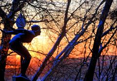 a sculpture in Neskuchny Garden during winter