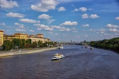 Gagarinsky District view at Frunzenskaya Embankment and Neskuchny Garden in Moscow, Russia