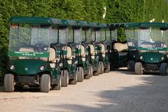 cars parked in Park of Versailles, France