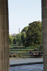 Public garden in Bordeaux with lush greenery and pond