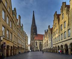 Prinzipalmarkt and St. Lamberti Church in Münster, Germany