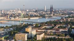 hot air balloon trip over Cologne on a clear day