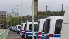 AfD Party Convention 2017 in Cologne with police cars on Deutz Bridge