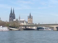 Cologne Cathedral and Great St. Martin Church along the River Rhine