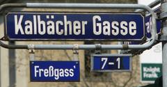 Straßenschild Freßgass' in Frankfurt