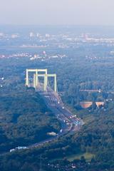 Hot air balloon ride over Cologne featuring the Rodenkirchen motorway bridge and a section of the A4