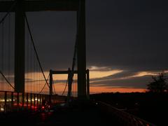 Sunset view on Cologne Rodenkirchen Bridge