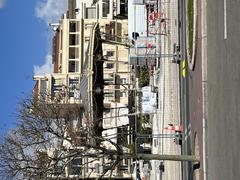 Construction work around the Kiosque à musique des allées de la Liberté in April 2023