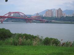 View across Danshui River towards Guandu Bridge