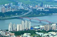 Guandu Bridge spanning across a calm river