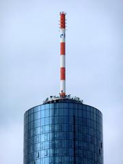 Top of the Main Tower in Frankfurt with public visitors’ platform and broadcast antenna