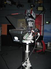 Television camera with teleprompter at Hessischer Rundfunk studio