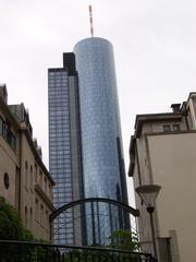 Main Tower in Frankfurt am Main with a clear blue sky