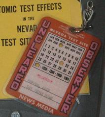 1957 Nevada Test Site press pass for Las Vegas News Bureau's Jack Pepper