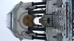 German Fountain in snowy weather