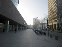 Esplanade des Champs Libres in the evening