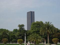 Luxembourg Garden with Montparnasse Tower in Paris