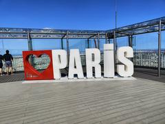 view from Montparnasse Tower's terrace with 'I Love Paris' sign