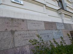 Museum of Genocide Victims facade and sign, Vilnius