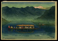 Dal Lake, Kashmir woodblock print by Charles W. Bartlett