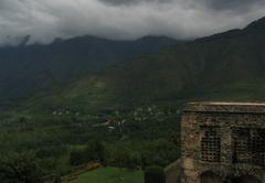 Dal Lake in Srinagar with mountainous backdrop