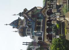 Main street of Hong Kong Disneyland with iconic castle in the background