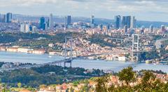 Panoramic view from Çamlıca Hill overlooking the Bosphorus Bridge in Istanbul