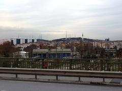 urban cityscape of Istanbul with historic and modern buildings on a December 2013 day