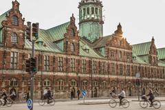 cyclists in Copenhagen near Børsen building