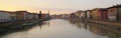 Pisa riverside at sunset