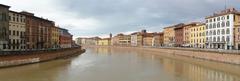 Panoramic view of the Arno River from Ponte di Mezzo in Pisa