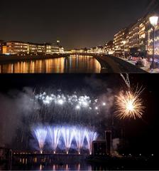 Luminara di Pisa celebration with illuminated buildings along the Arno River