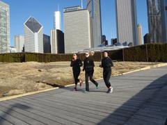 Running on a wooden walkway in Laurie Gardens