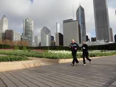 wooden walkway in Laurie Gardens, Millennium Park